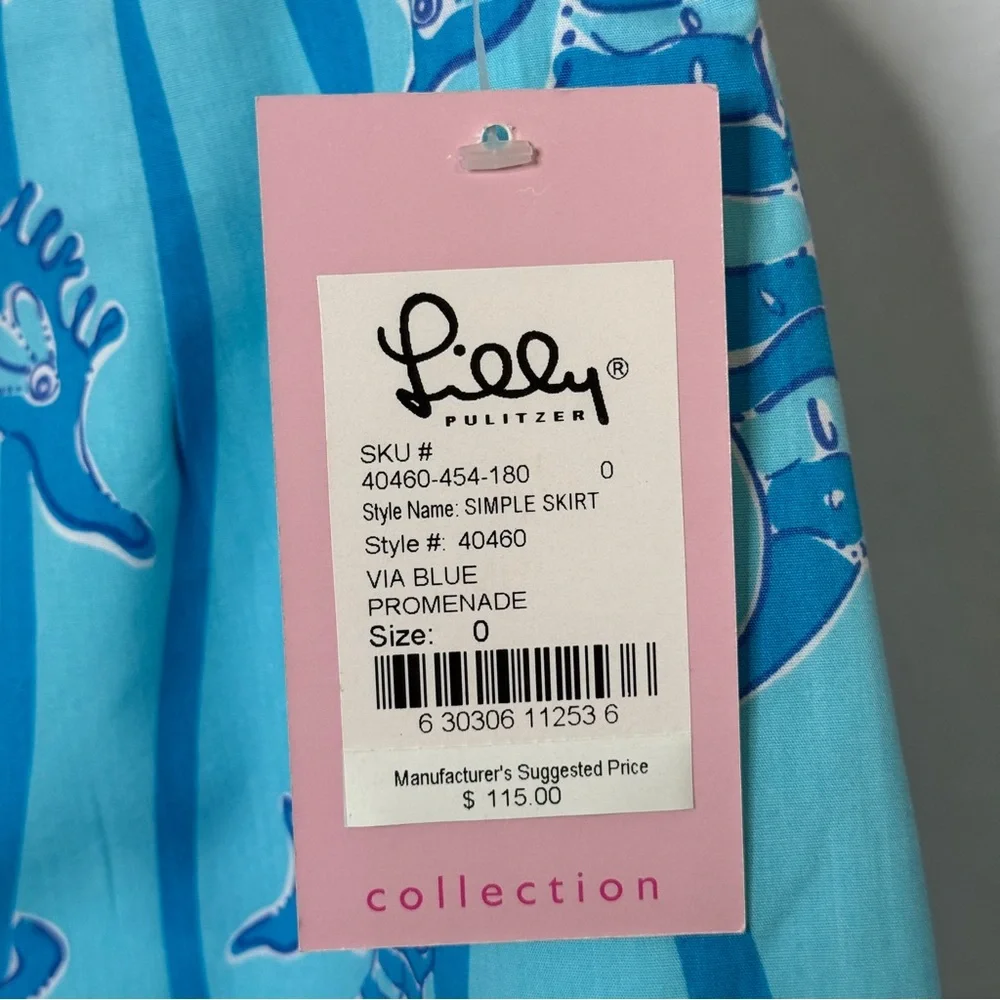 Lilly Pulitzer Skirt Vintage Seahorse White Label Promenade Aqua Blue SZ 0 - Picture 11 of 16